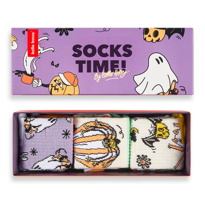 Pack chaussettes enfant motifs Halloween citrouille fantôme coloré Hello Hossy