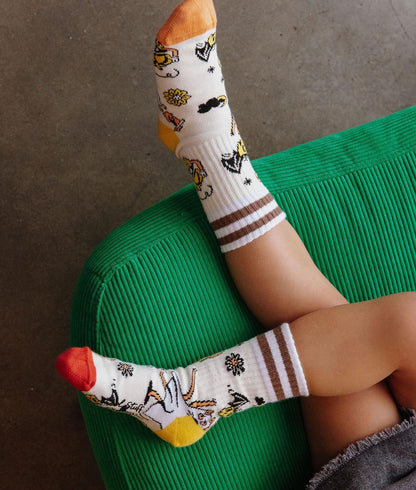 Chaussettes enfant blanches motifs Halloween talons orange Hello Hossy