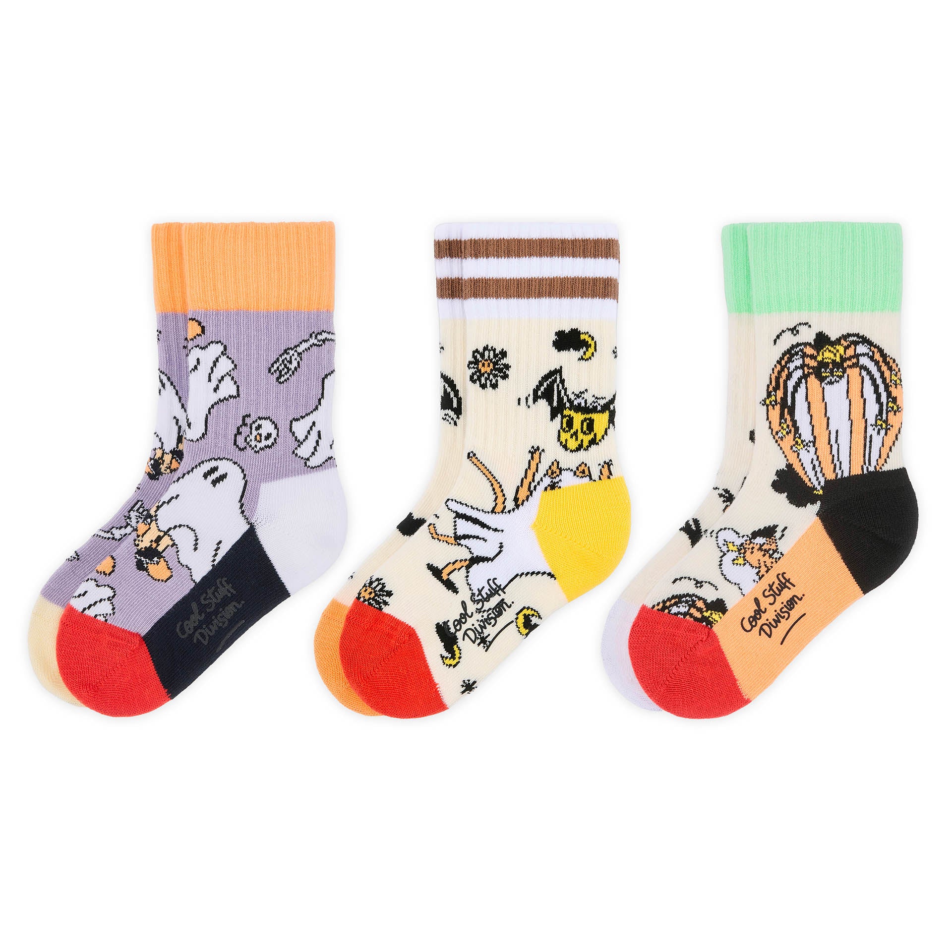 Chaussettes enfant motifs Halloween couleurs variées pointe rouge Hello Hossy
