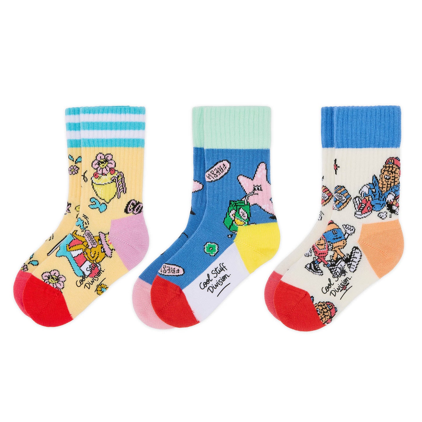 Chaussettes enfant colorées motifs mascotte coton bio Hello Hossy