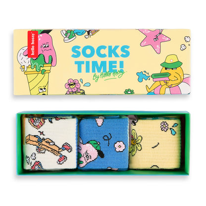 Pack chaussettes enfant coton bio motifs colorés Hello Hossy