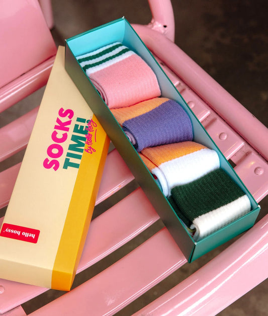 Pack chaussettes enfant couleurs unies rayures vert Hello Hossy