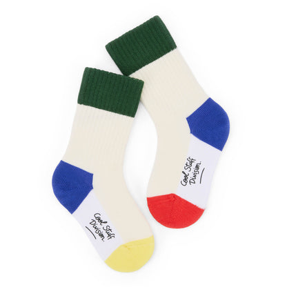 Chaussettes enfant unies jaune rouge vert bleu inscription Cool Stuff Hello Hossy