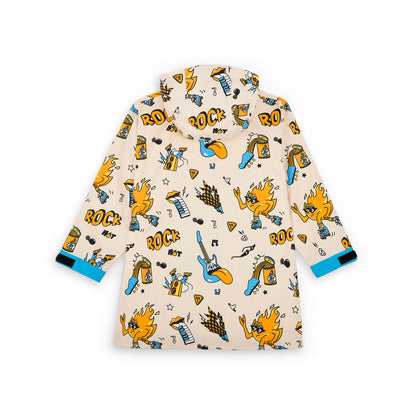 Poncho de pluie enfant crème motifs musique orange et vert Hello Hossy