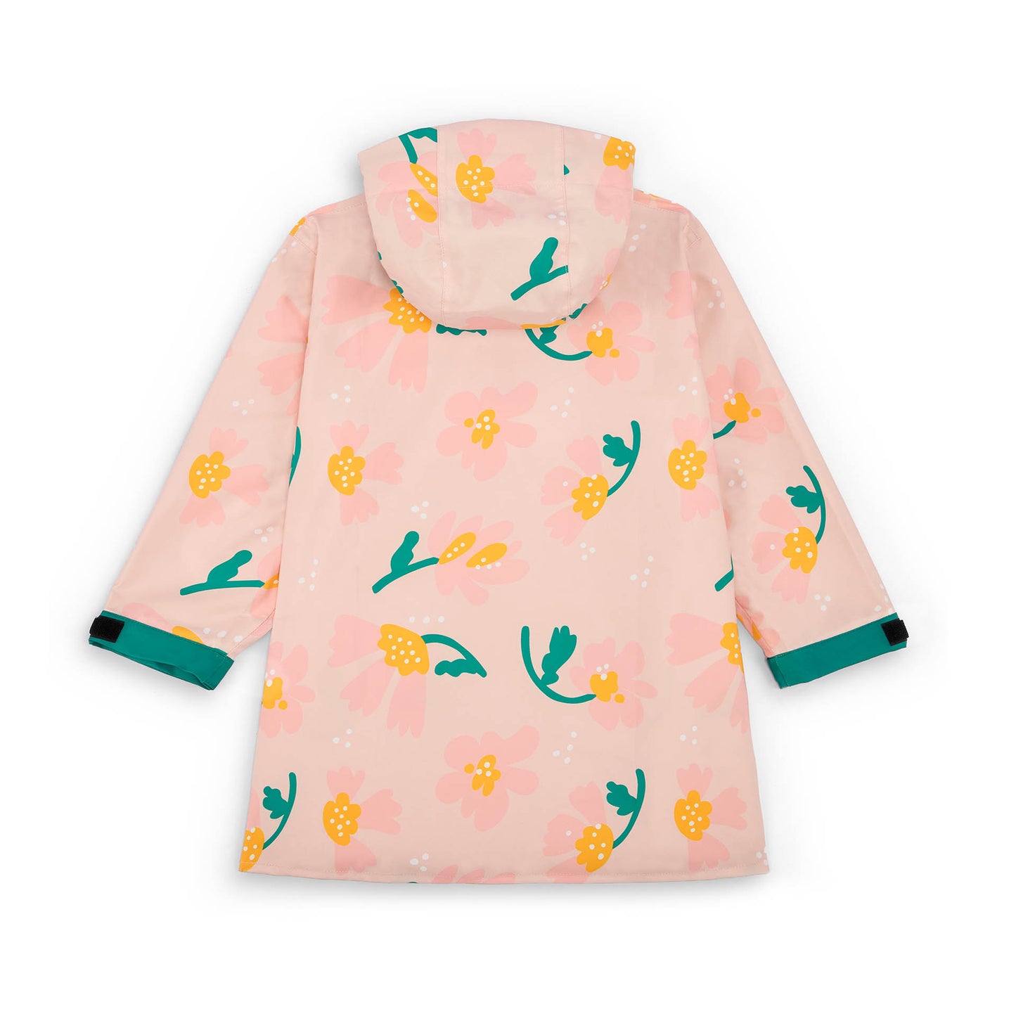 Poncho de pluie enfant rose motif fleurs manches ajustables Hello Hossy