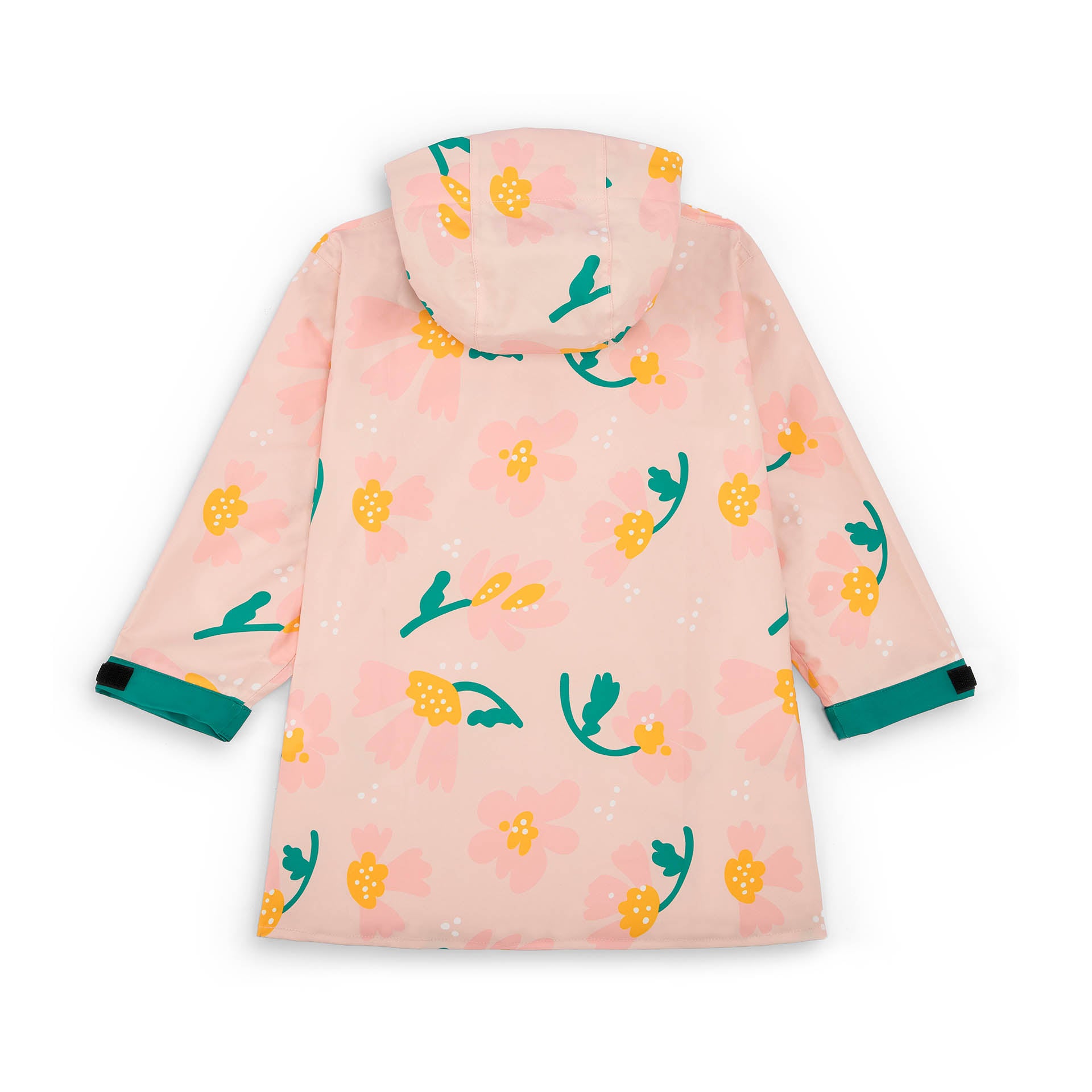 Poncho de pluie enfant rose motif fleurs manches ajustables Hello Hossy