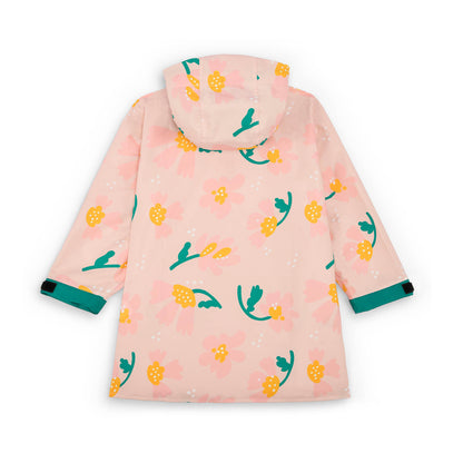Poncho de pluie enfant rose motif fleurs manches ajustables Hello Hossy
