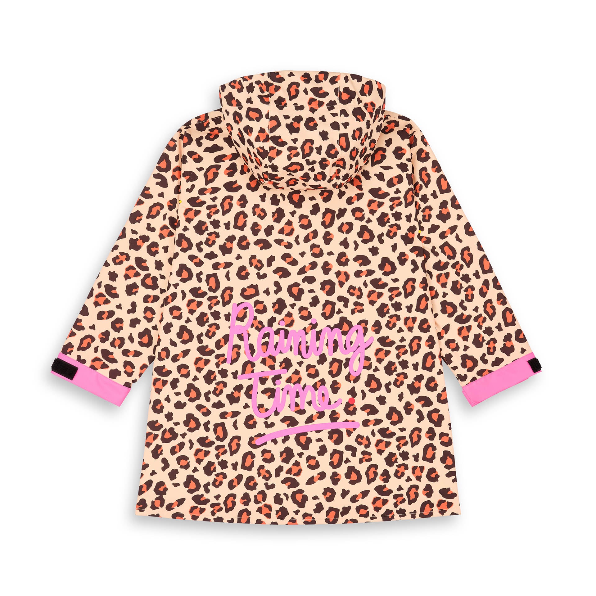 Poncho de Pluie avec capuche Léopard pour enfant et parent – vue à plat, de dos