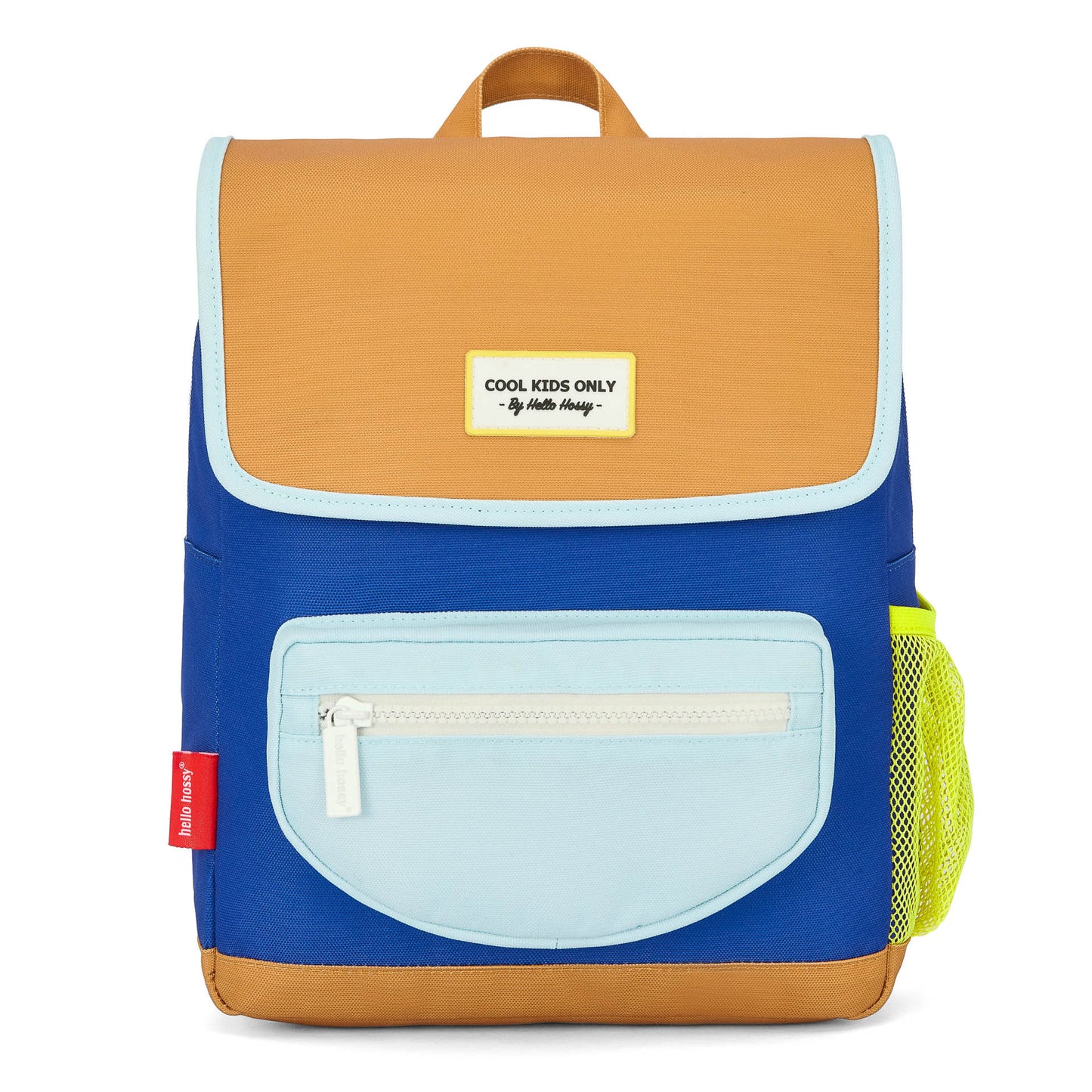 Sac à dos enfant bleu pochette zip coque camel Hello Hossy