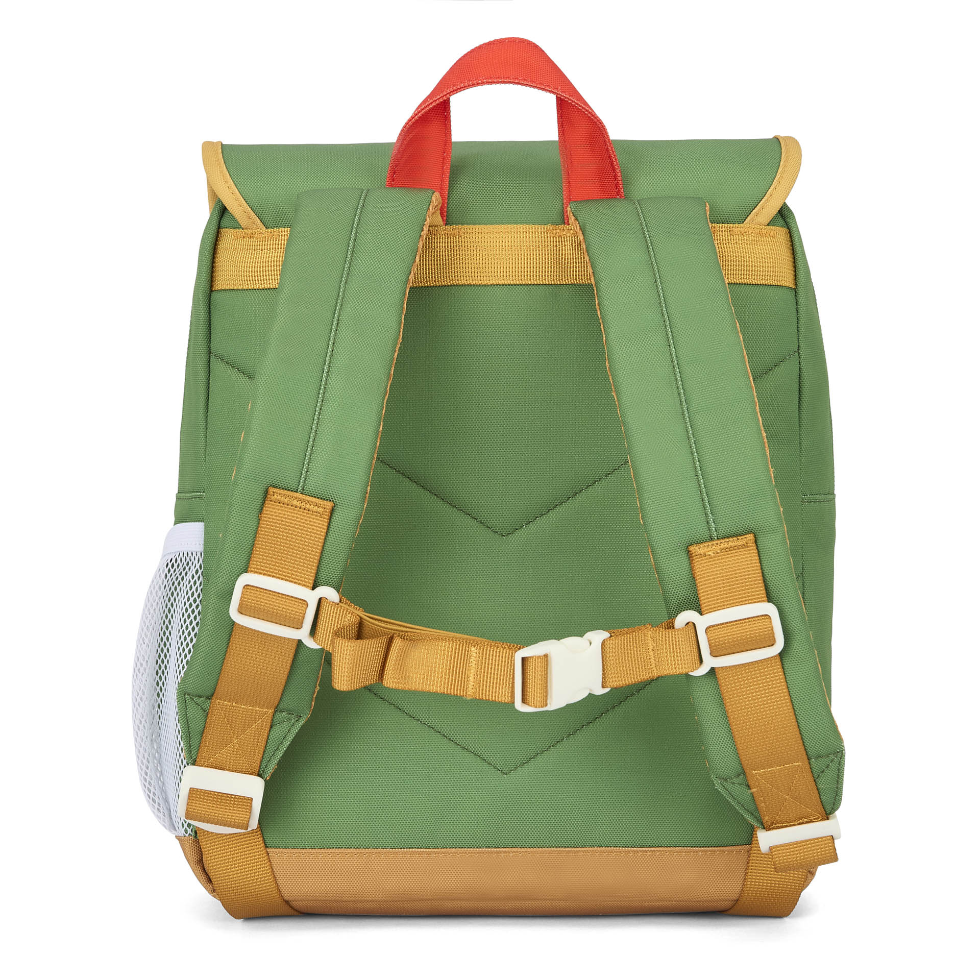 Sac à dos enfant vert détail orange poignet rouge Hello Hossy