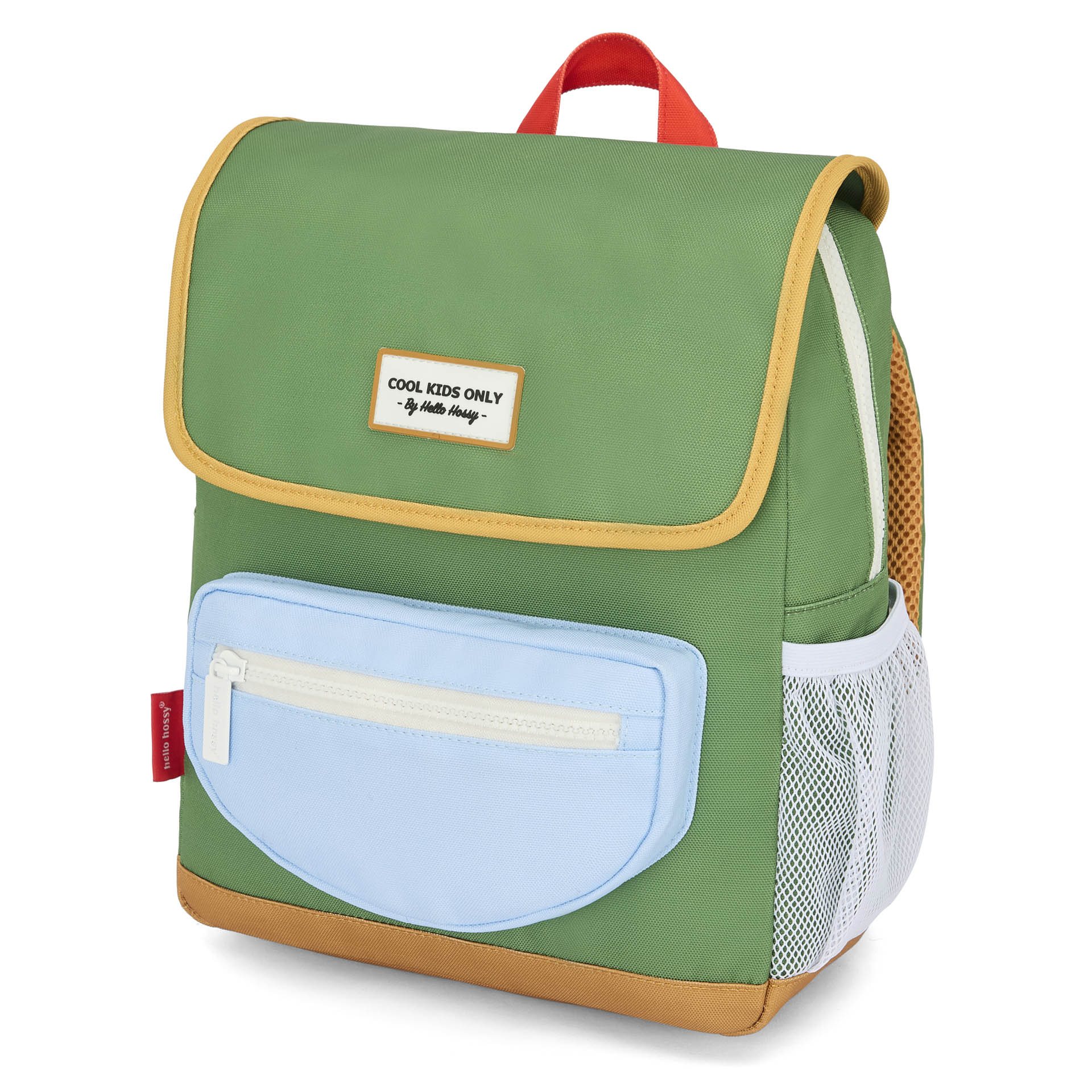 Sac à dos enfant vert poche bleue Hello Hossy