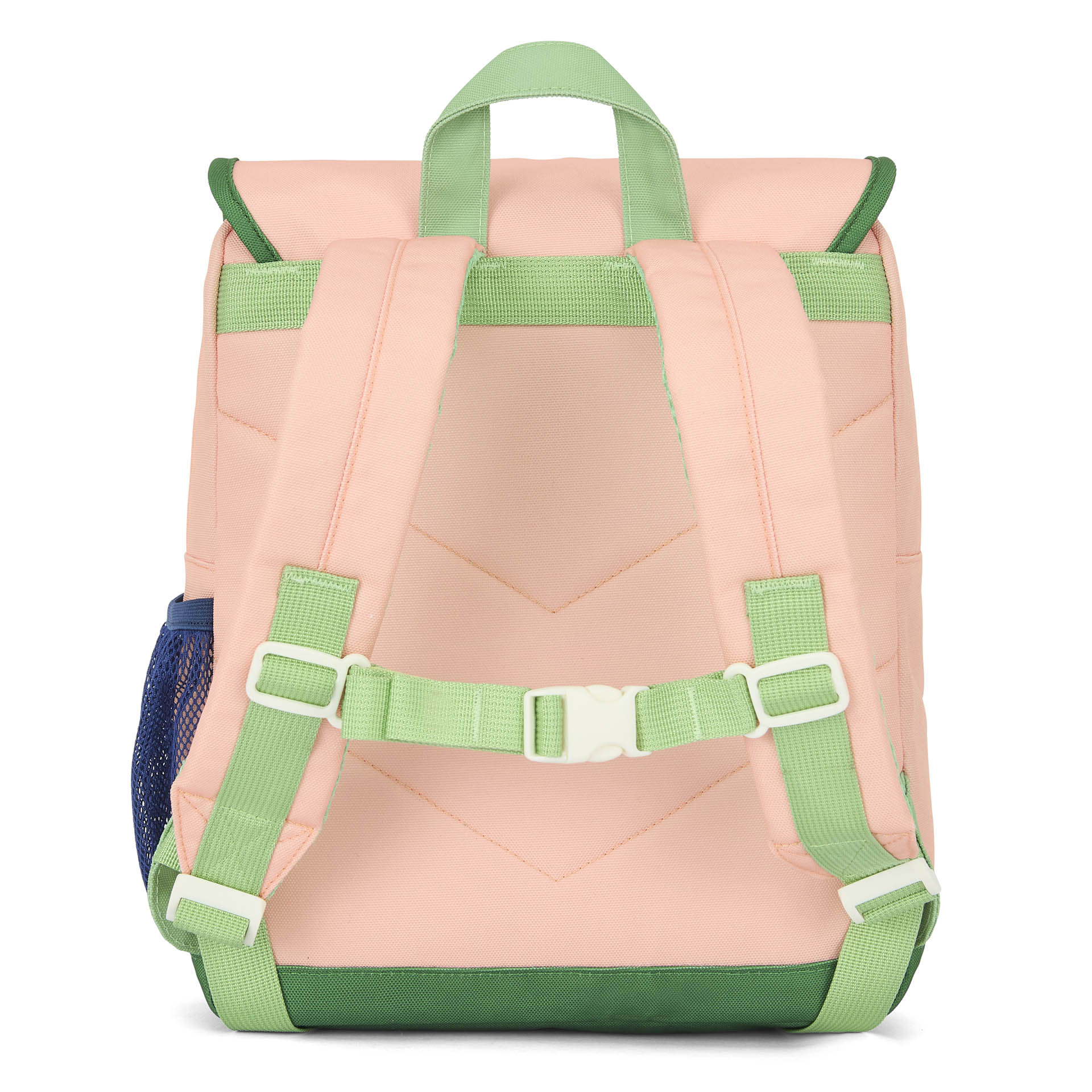 Sac à dos enfant rose détails verts poche filet Hello Hossy
