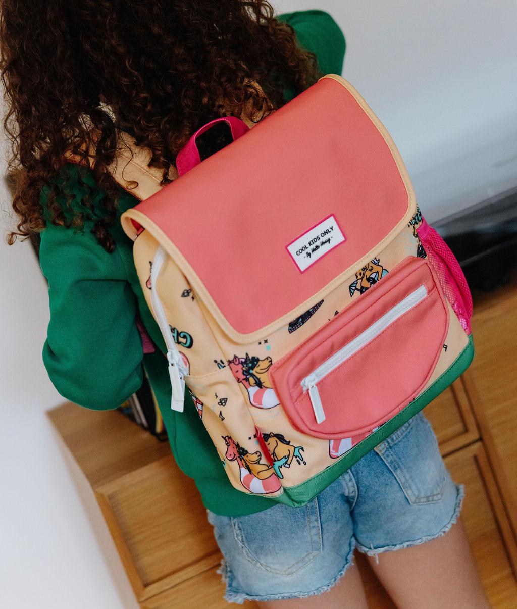Sac à dos enfant beige motif licorne rose Hello Hossy