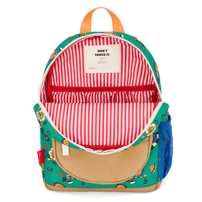 Sac à dos enfant vert motif animaux intérieur rayé Hello Hossy