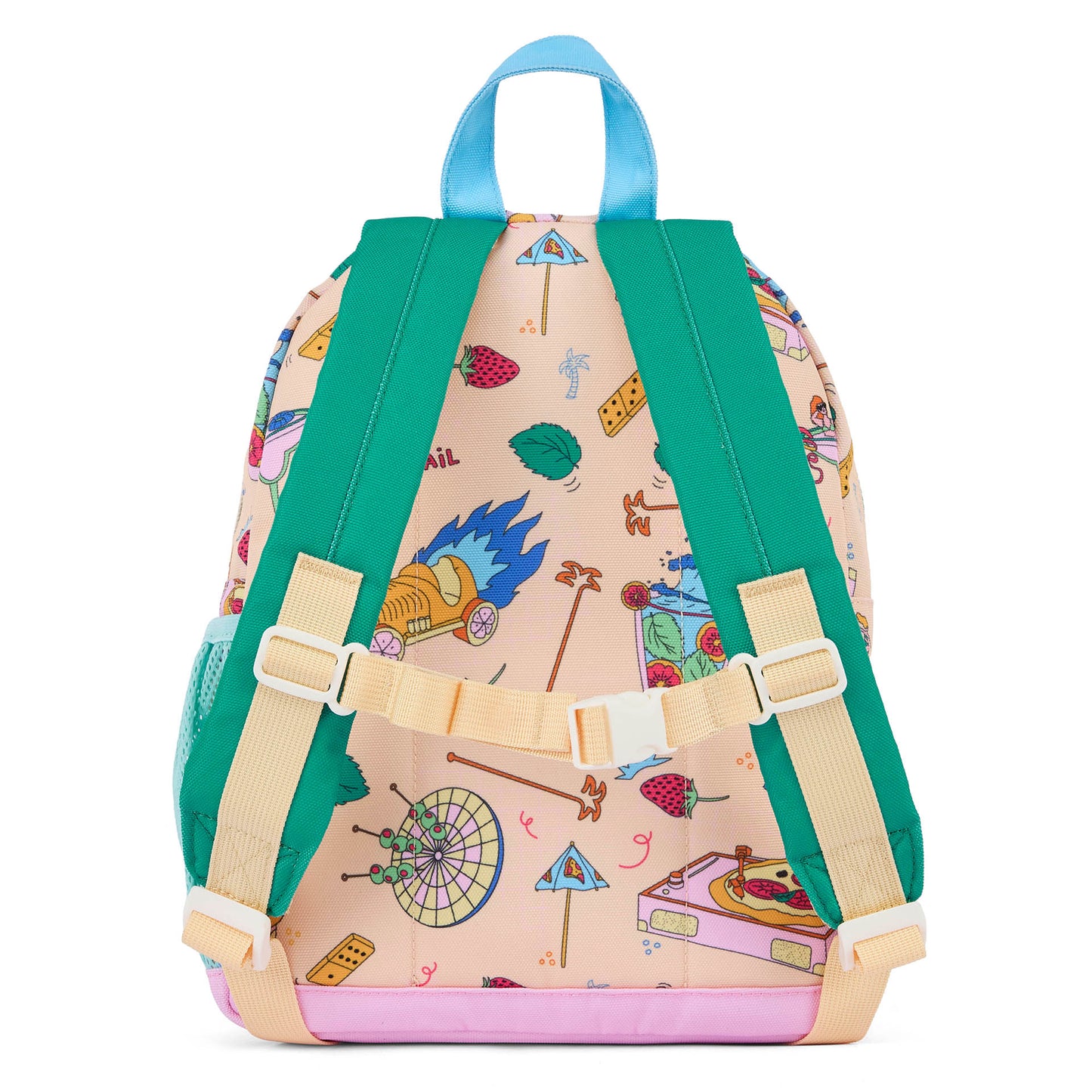 Sac à dos enfant beige vert motifs food bretelles rembourrées Hello Hossy