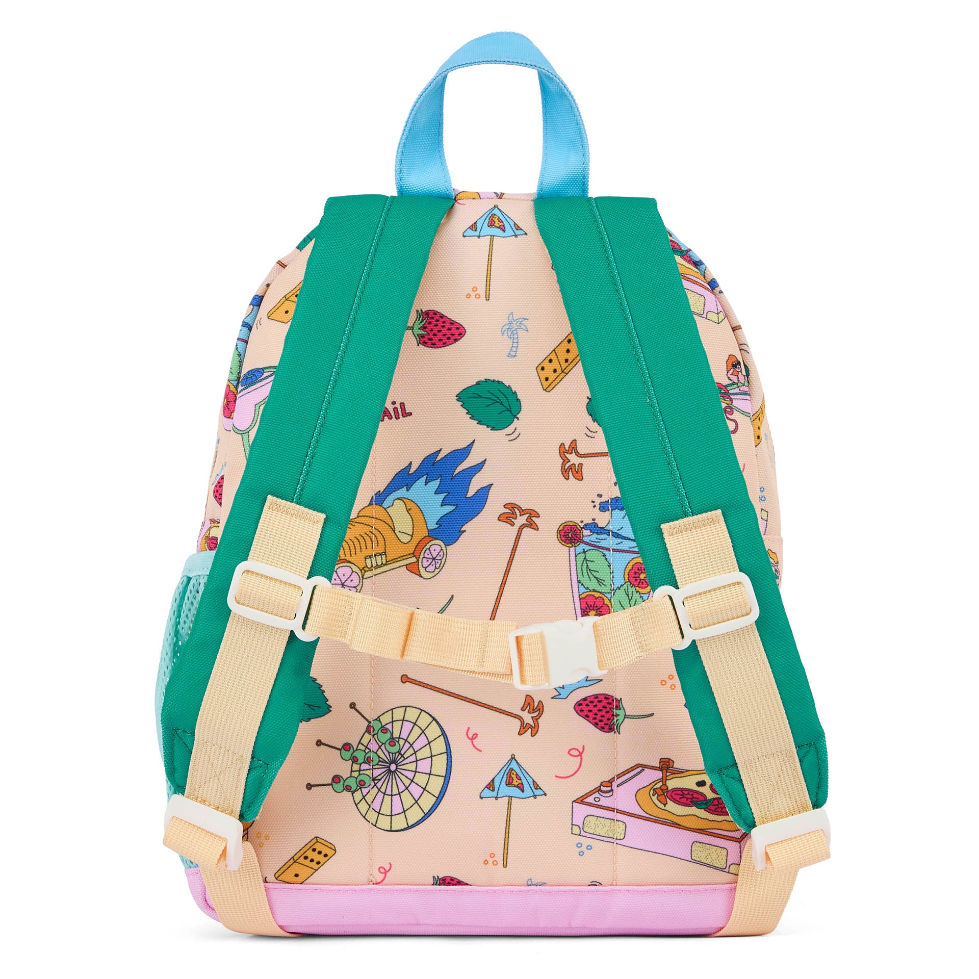 Sac à dos enfant beige vert motifs food bretelles rembourrées Hello Hossy
