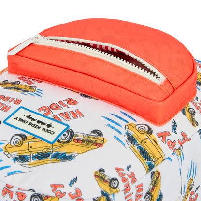 Sac à dos enfant blanc orange motif voitures Hello Hossy