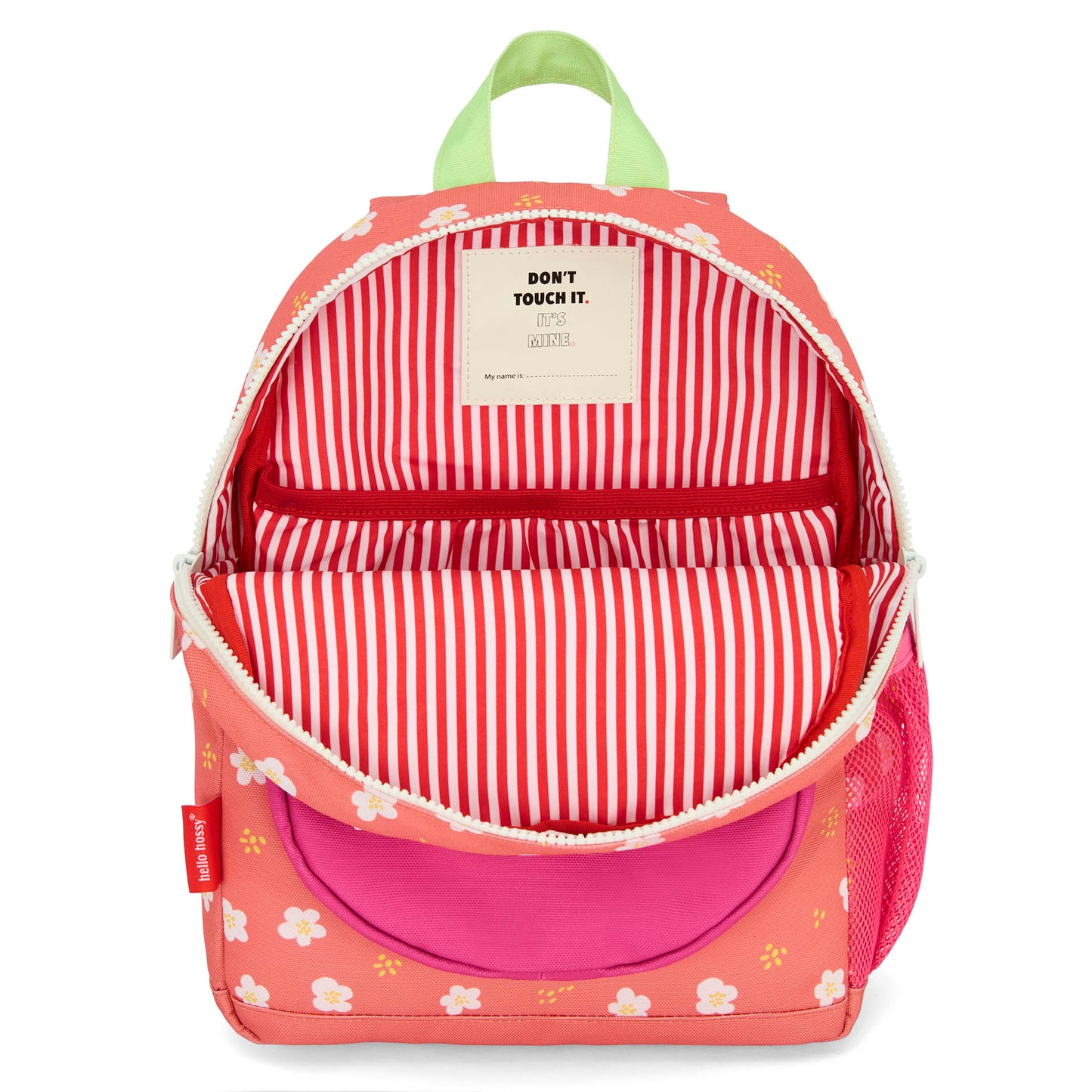 Sac à dos enfant corail motif fleurs intérieur rayé Hello Hossy