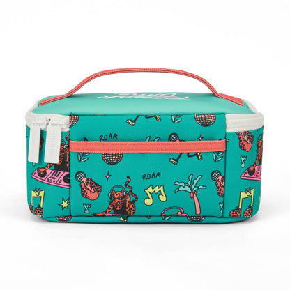 Sac repas enfant vert motifs animaux corail Hello Hossy
