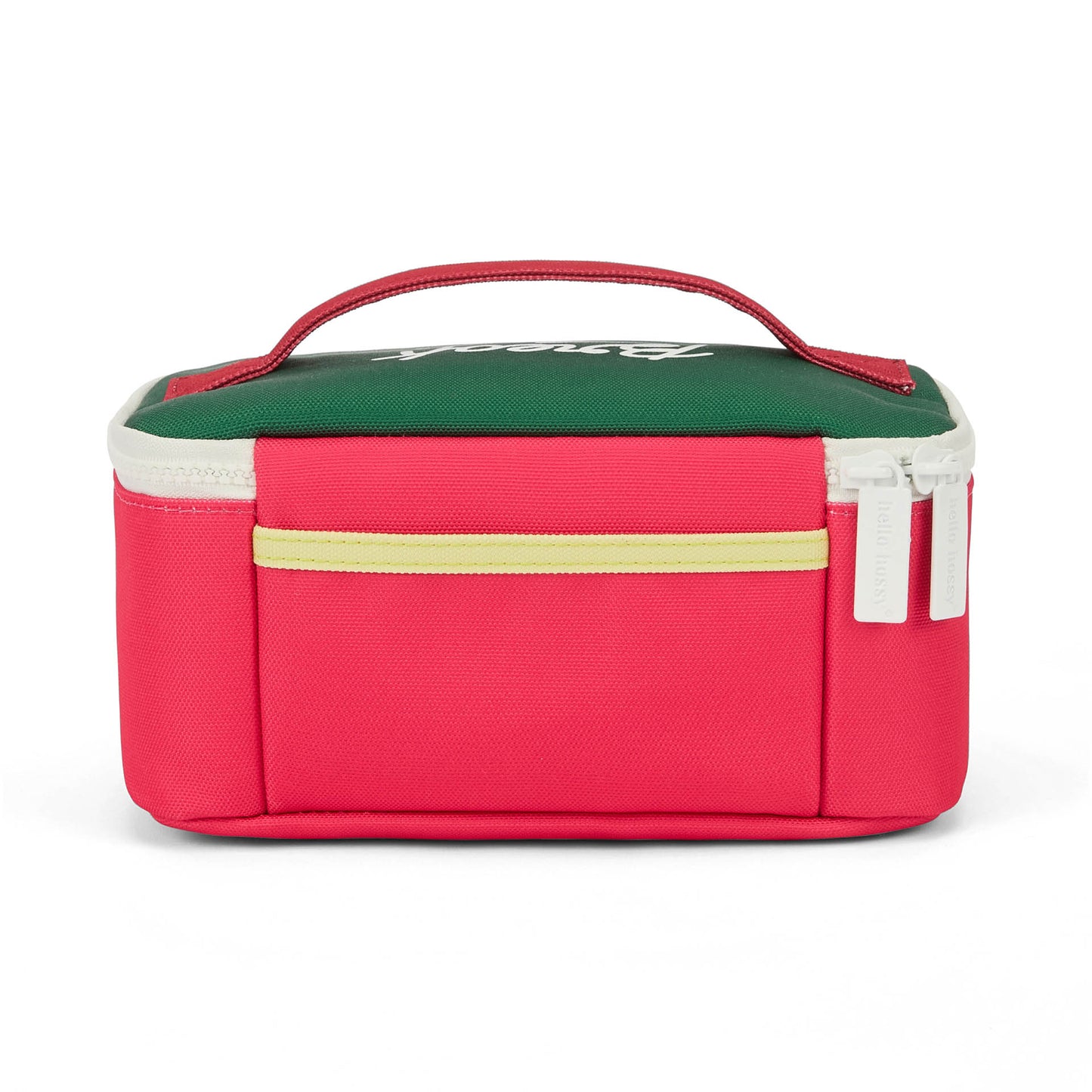 Sac repas enfant framboise vert poignée zip Hello Hossy