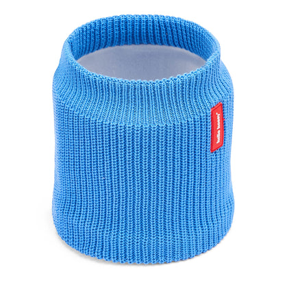 Snood enfant bleu tricoté intérieur polaire étiquette rouge Hello Hossy