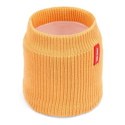 Snood enfant couleur camel maille côtelée détail étiquette rouge Hello Hossy