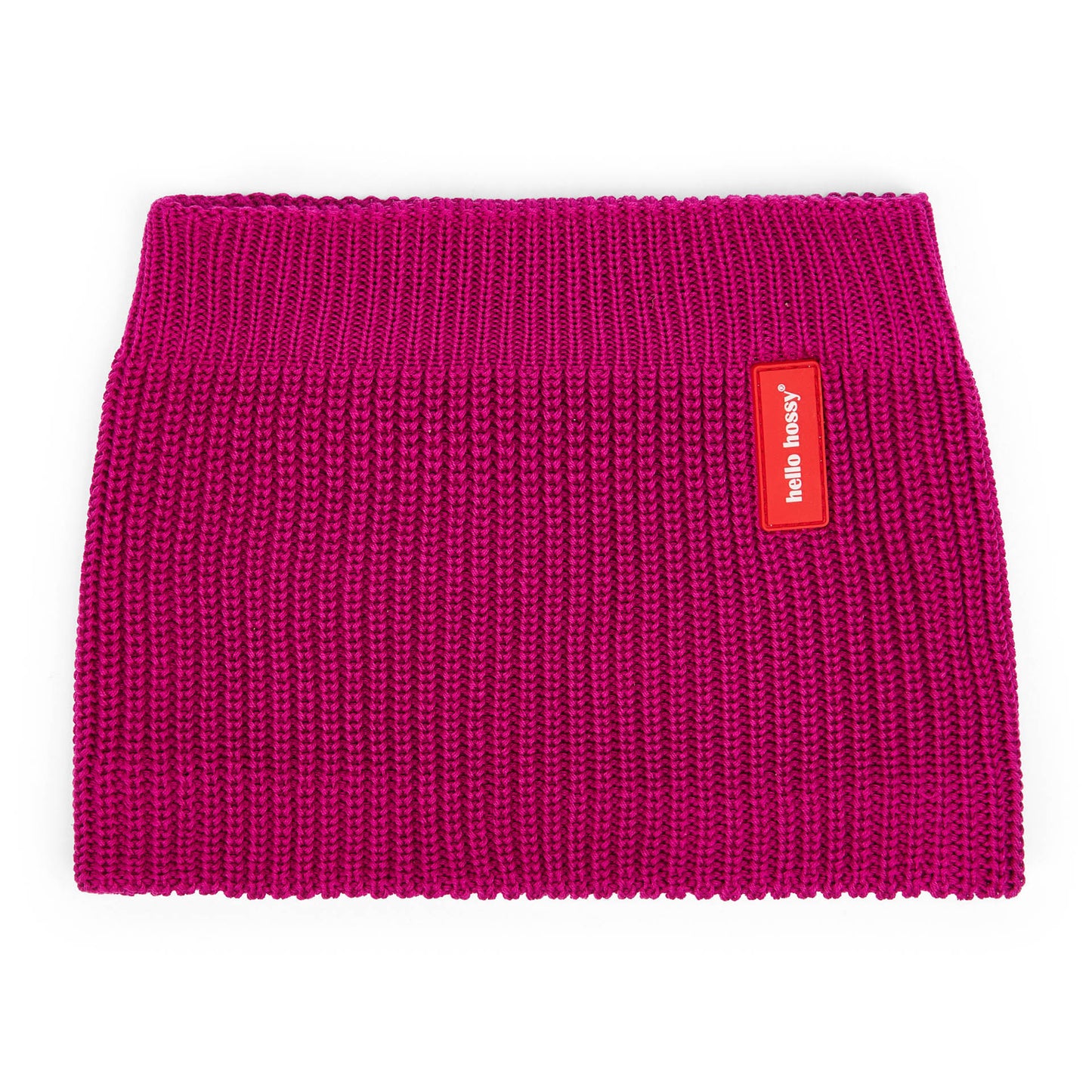 Snood enfant violet maille grosse côte étiquette rouge Hello Hossy