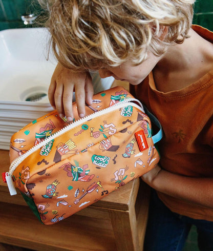 Trousse de toilette enfant camel imprimé musique détail fermeture Hello Hossy