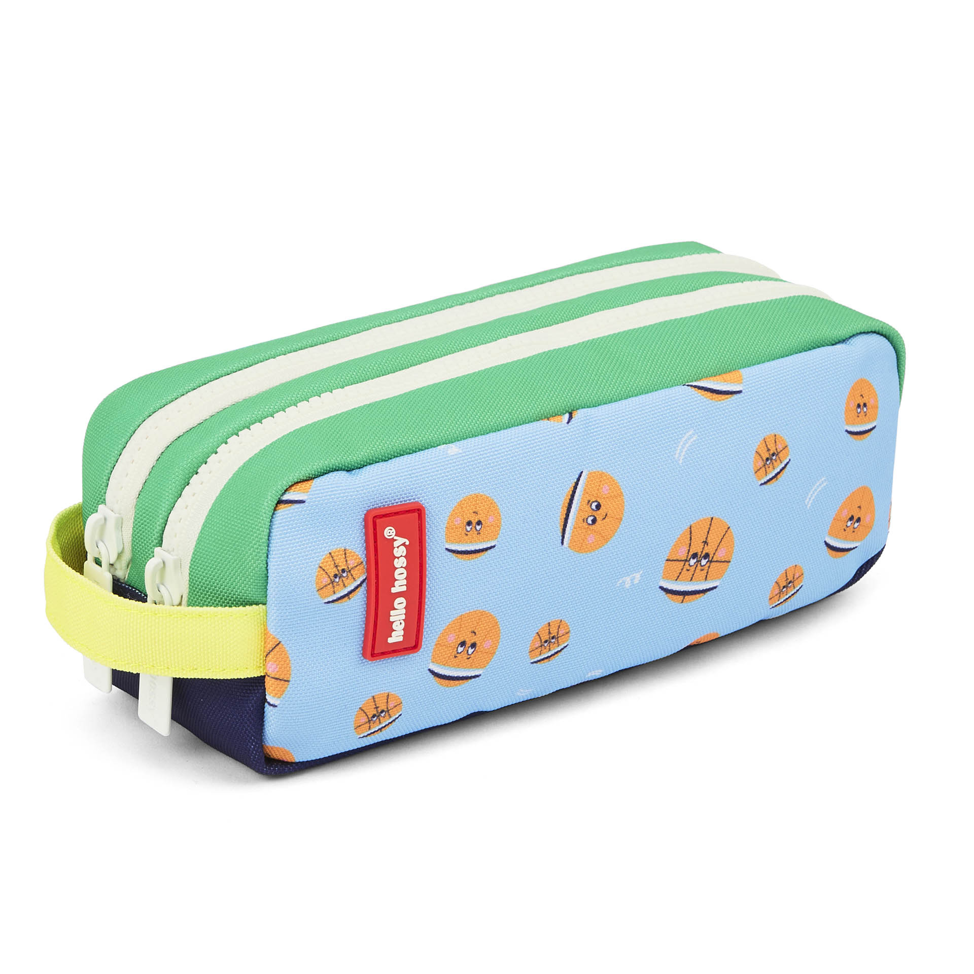 Trousse scolaire enfant bleu motif ballons basket Hello Hossy