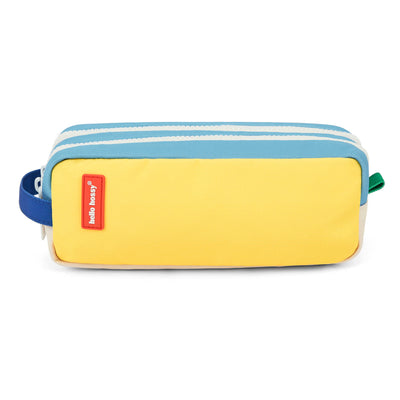 Trousse scolaire enfant bleu jaune double compartiment Hello Hossy