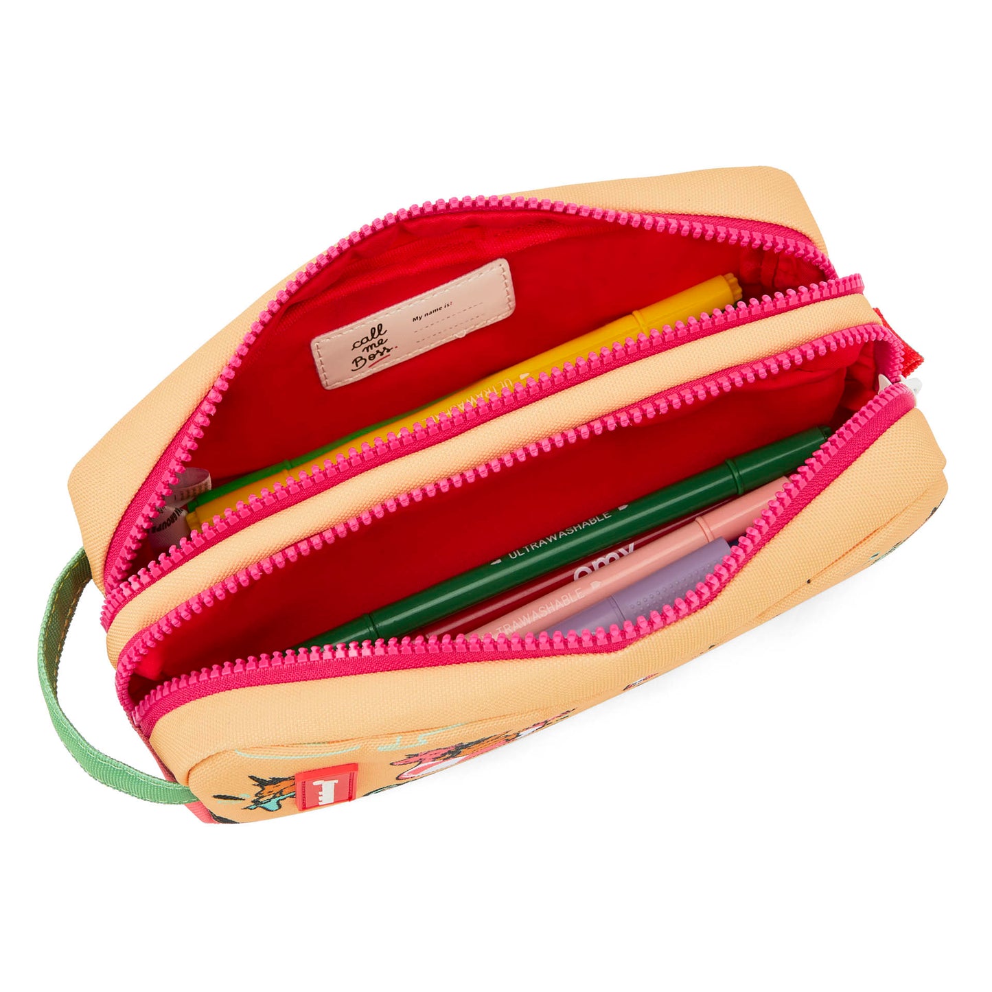 Trousse scolaire enfant jaune rose imprimé licorne double compartiment Hello Hossy