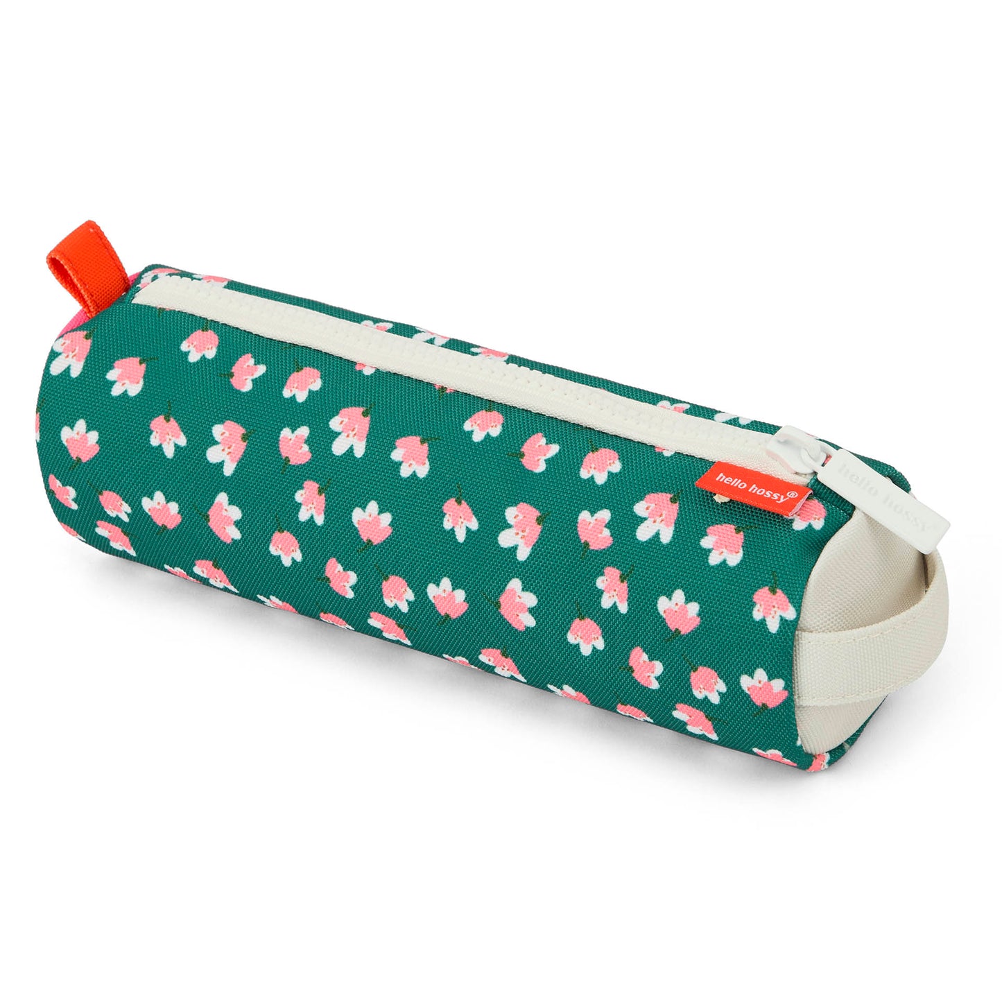 Trousse scolaire enfant verte imprimé fleurs rose fermeture zippée Hello Hossy