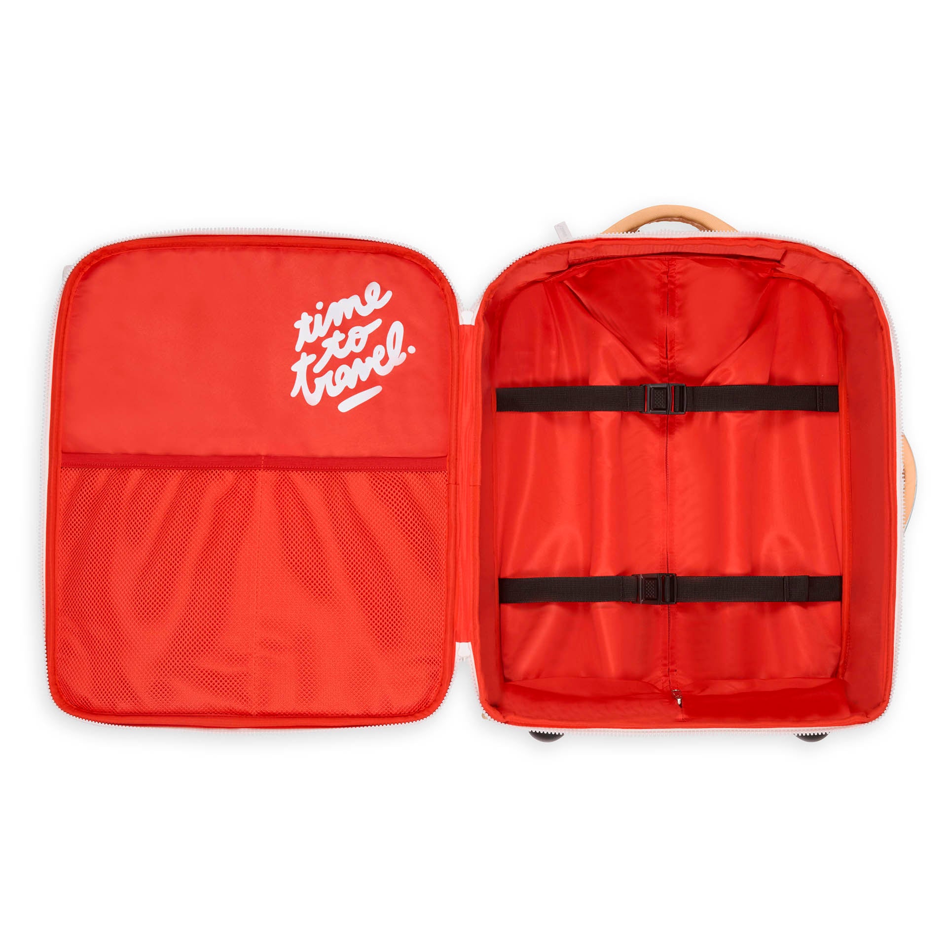 Valise enfant marron intérieur motif musique sangles de maintien Hello Hossy