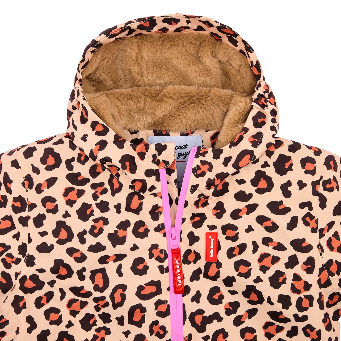 Veste hiver enfant motif léopard marron doublure fausse fourrure Hello Hossy