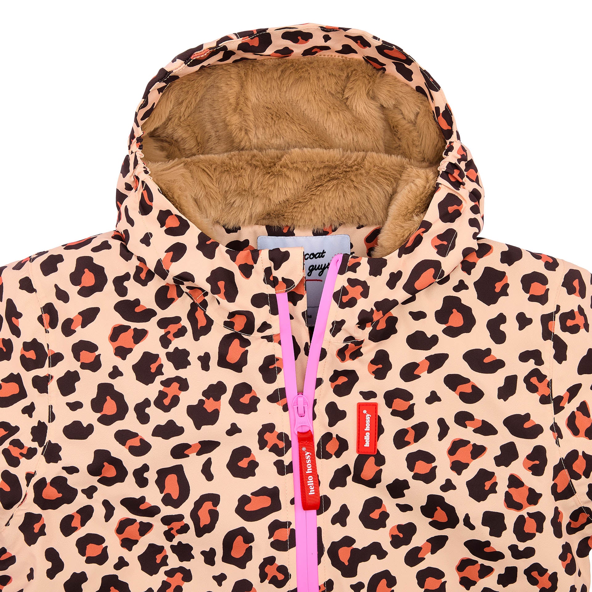 Veste hiver enfant motif léopard marron doublure fausse fourrure Hello Hossy