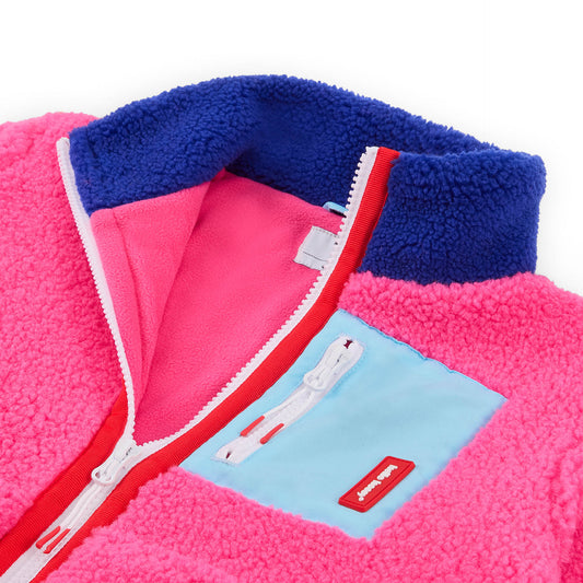 Veste polaire enfant fuchsia bleu col montant poche zippée Hello Hossy