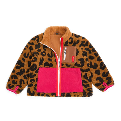 Veste polaire enfant imprimé léopard vue à plat Hello Hossy