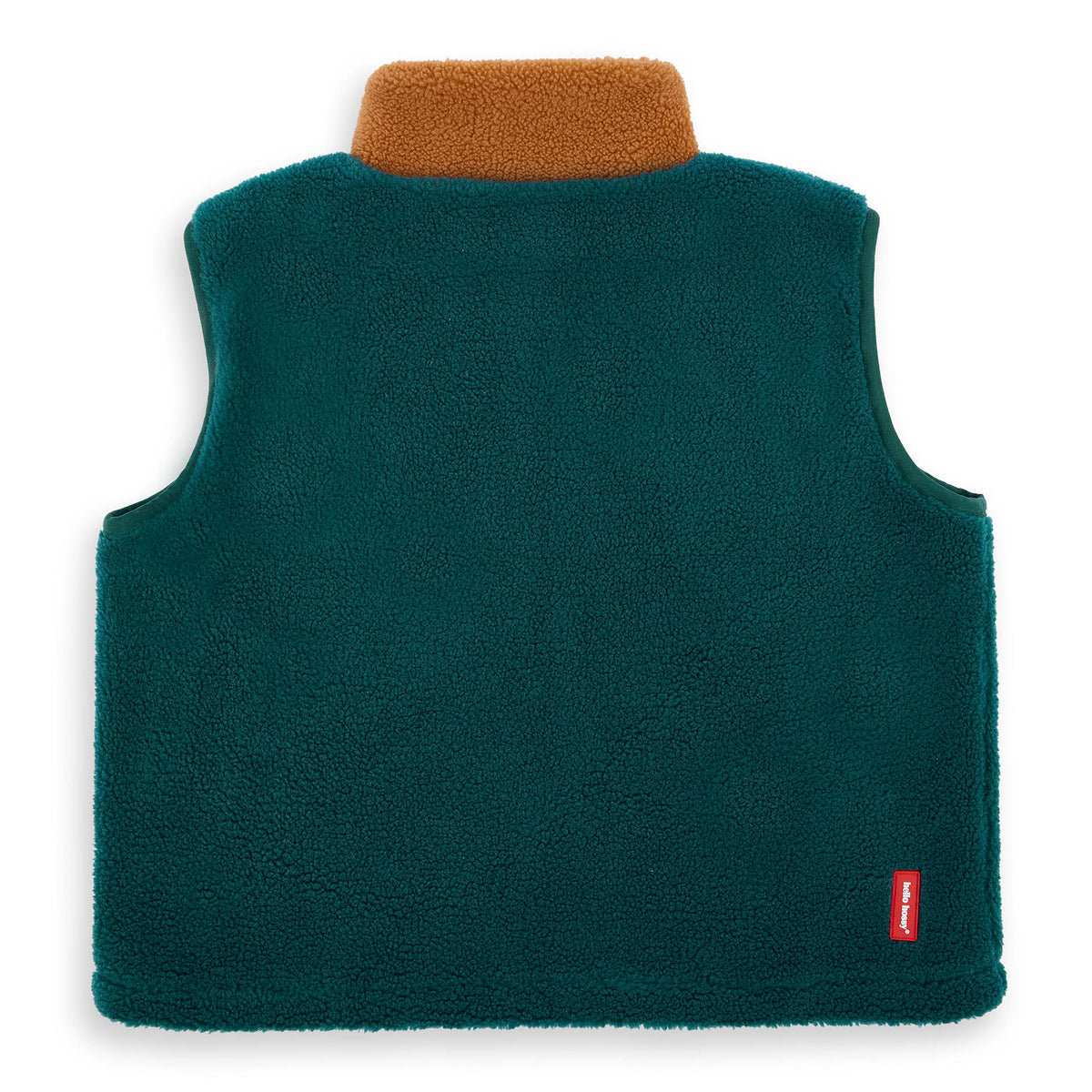 Veste polaire sans manches enfant bleu col marron Hello Hossy