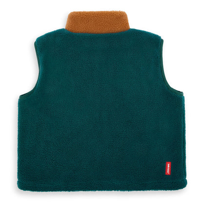 Veste polaire sans manches enfant bleu col marron Hello Hossy