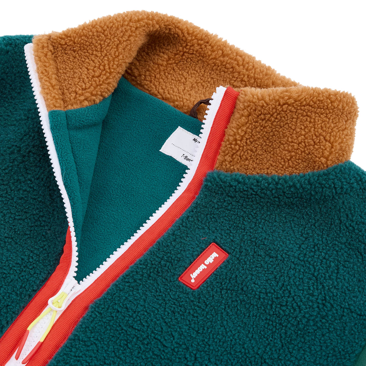 Veste polaire sans manches enfant bleu col marron fermeture zippée Hello Hossy