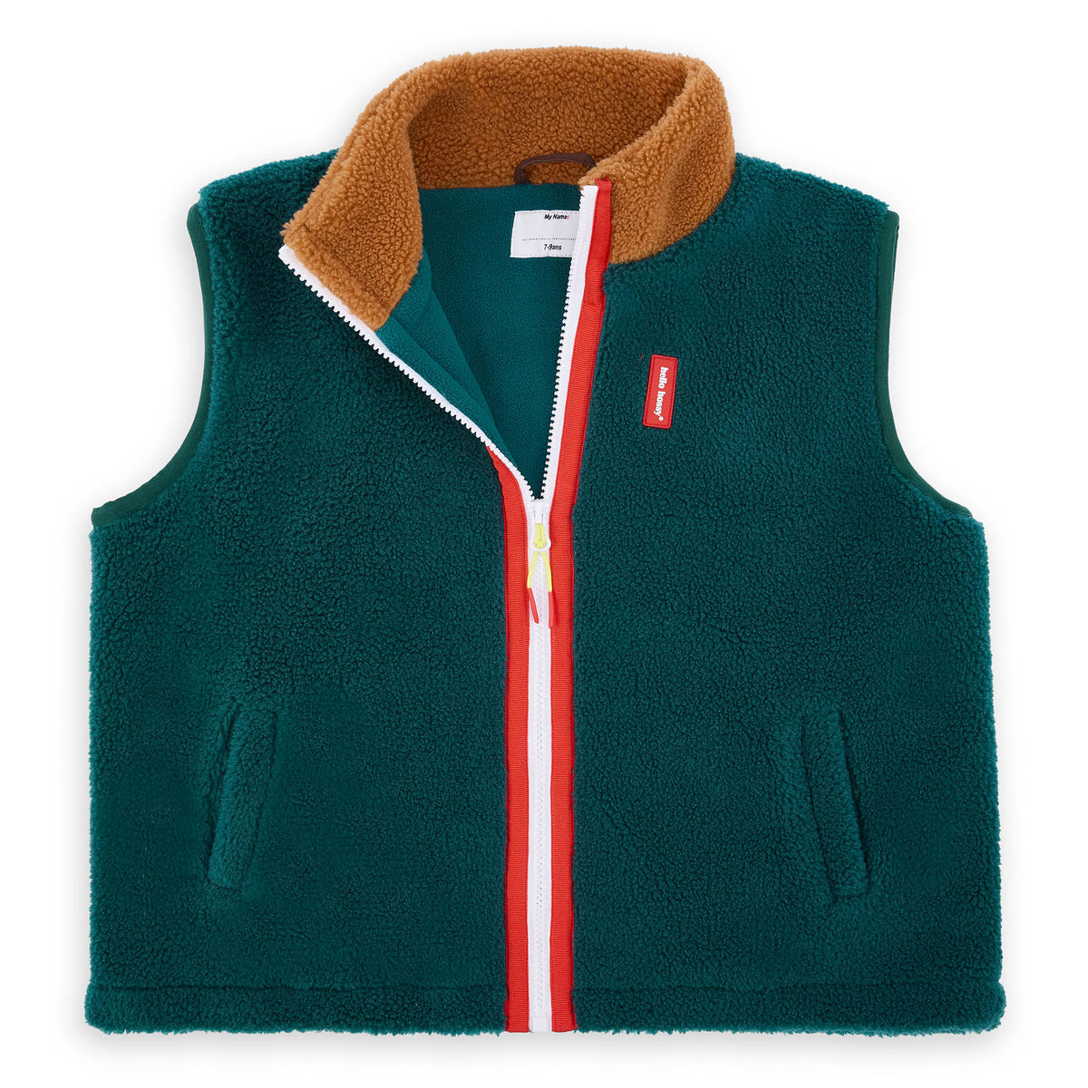Veste polaire sans manches enfant bleu marron zip contrasté Hello Hossy