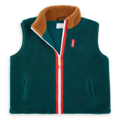Veste polaire sans manches enfant bleu marron zip contrasté Hello Hossy